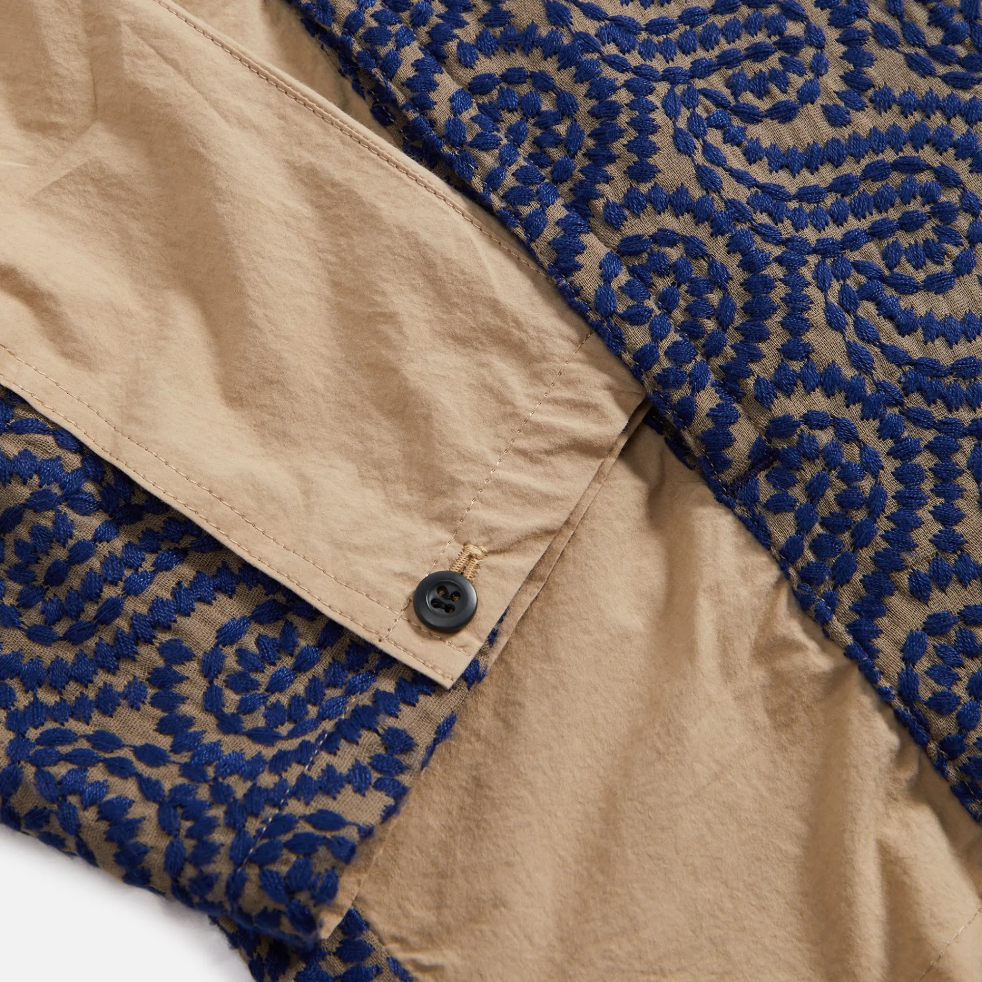 Discount Nicholas Daley Raglan Embroidery Shirt Beige / Navy