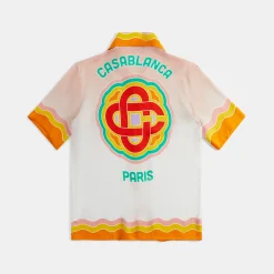 Flash Sale Casablanca Rainbow Monogram Cuban Collar Printed Silk Multicolour