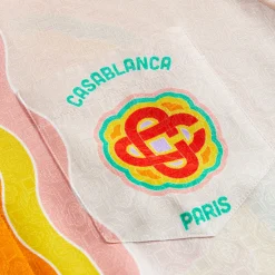 Flash Sale Casablanca Rainbow Monogram Cuban Collar Printed Silk Multicolour
