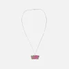 Shop VEERT Retro Logo Pendant With Chain White Gold / Green / Pink