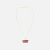 Hot VEERT Retro Logo Pendant With Chain Yellow Gold / Green / Pink