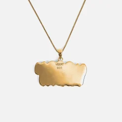 Hot VEERT Retro Logo Pendant With Chain Yellow Gold / Green / Pink