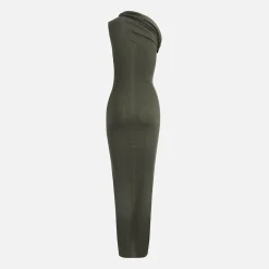Sale Rick Owens Ribbed One Shoulder Dress Moss
