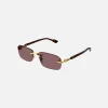 Sale Gucci Rimless Rectangular Metal Frame Brown / Gold / Black