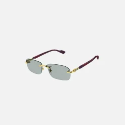 New Gucci Rimless Rectangular Metal Frame Blue