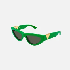 Hot Bottega Veneta Rounded Acetate Cat Eye Sunglasses Green W/ Gold Detail