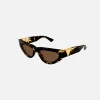 Clearance Bottega Veneta Rounded Acetate Cat Eye Tortoise Sunglasses Havana