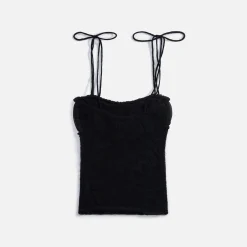 Shop Danielle Guizio Ruched Chiffon Knit Tank Black