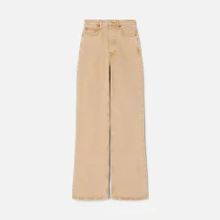 Fashion ReDone 70S Ultra High Rise Wide Leg Washed Khaki