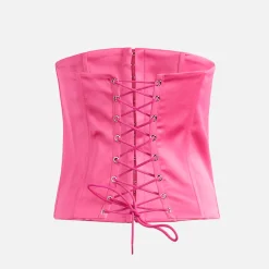 Store Danielle Guizio Satin Corset True Pink