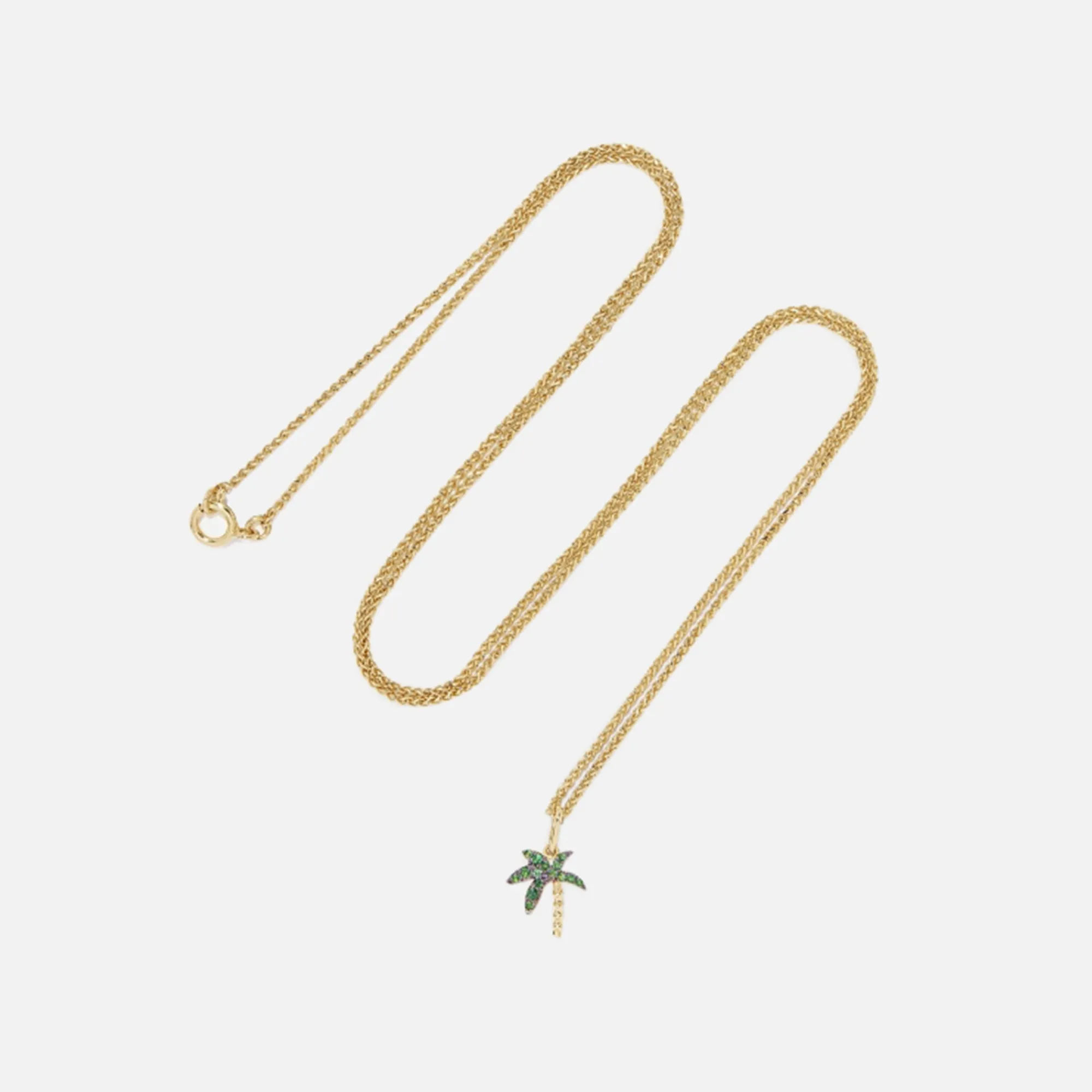 Sale Yvonne Leon Sautoir Mini Palmier Necklace Yellow Gold / Green
