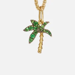 Sale Yvonne Leon Sautoir Mini Palmier Necklace Yellow Gold / Green