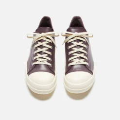 Outlet Rick Owens Scarpe In Pelle Low Sneakers Amethyst / Milk