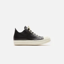 Flash Sale Rick Owens Scarpe In Pelle Low Sneakers Black / Milk