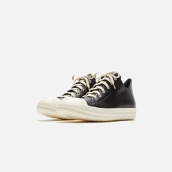 Flash Sale Rick Owens Scarpe In Pelle Low Sneakers Black / Milk