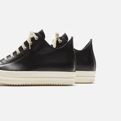 Flash Sale Rick Owens Scarpe In Pelle Low Sneakers Black / Milk