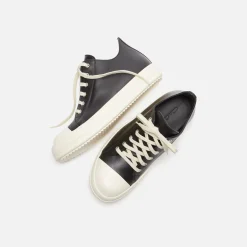 Flash Sale Rick Owens Scarpe In Pelle Low Sneakers Black / Milk