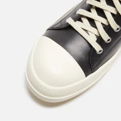 Flash Sale Rick Owens Scarpe In Pelle Low Sneakers Black / Milk