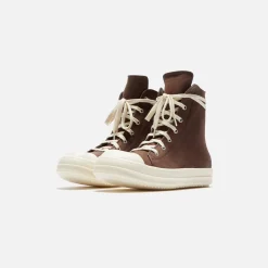 Shop Rick Owens Scarpe In Pelle Sneakers Brown / Milk / Milk