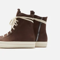 Shop Rick Owens Scarpe In Pelle Sneakers Brown / Milk / Milk