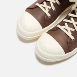Shop Rick Owens Scarpe In Pelle Sneakers Brown / Milk / Milk