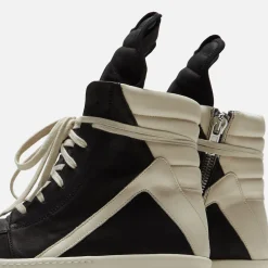 Clearance Rick Owens Scarpe Pelle Geobasket Black / Milk