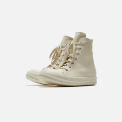 Clearance Rick Owens Scarpe Pelle Sneakers Milk