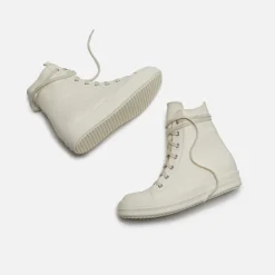 Clearance Rick Owens Scarpe Pelle Sneakers Milk