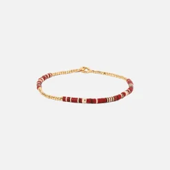 Sale Maor Shine #2 Bracelet In Wine Pattern Beads With 18K Yellow Gold Gold /Wine