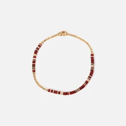 Sale Maor Shine #2 Bracelet In Wine Pattern Beads With 18K Yellow Gold Gold /Wine