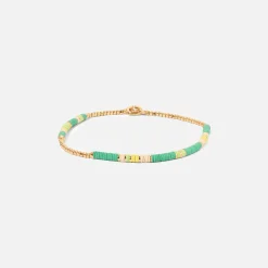 Flash Sale Maor Shine Bracelet Green Pattern Beads With 18K Yellow Gold Gold / Green