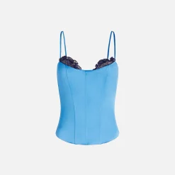 Cheap Kim Shui Silk Corset Top Blue