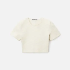 Best Sale T by Alexander Wang Skewed Logo Jacquard Tee Bone
