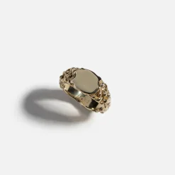 Discount Faris Small Roca Signet Ring 14K Gold Plated Bronze