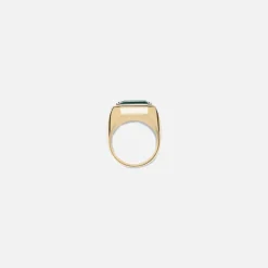 Shop Maor Solitaire Small Rectangle Ring In Yellow Gold And Platinum With Emerald Gold / Platinum