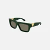 Clearance Bottega Veneta Square Frame Gold Triangle Hinge / Dark Green
