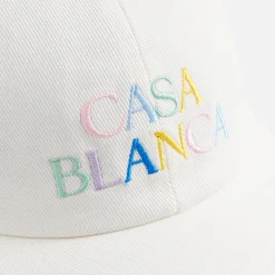 Cheap Casablanca Stacked Logo Embroidered Cap White