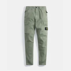 Outlet Stone Island Stretch Cotton Wool Satin Garment Dyed Cargo Pant Sage