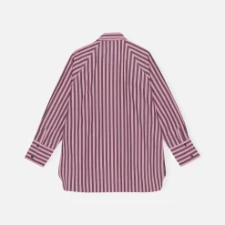 Cheap Ganni Stripe Cotton Oversize Shirt Bonbon