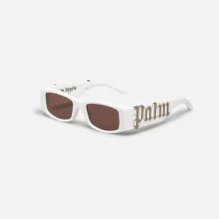 Shop Palm Angels Sunglasses White / Brown