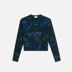 Store Saint Laurent Sweat Col Round Noir Bleu