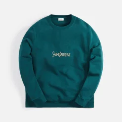 Outlet Saint Laurent Sweatshirt Vert Et Naturel