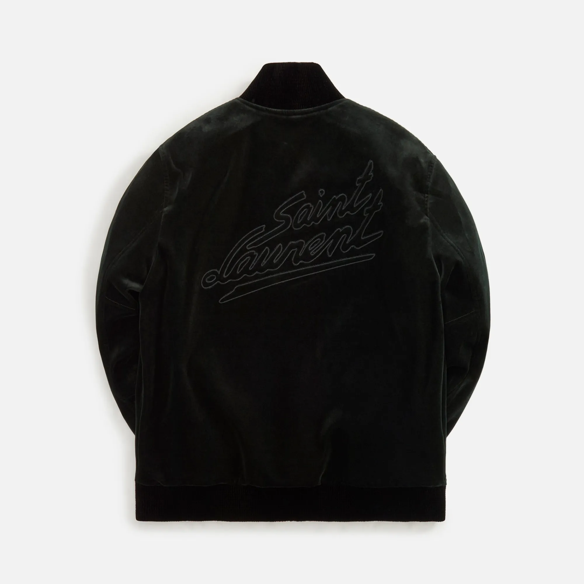 New Saint Laurent Teddy Velvet Jacket Forest Green
