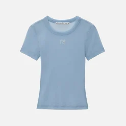 New T by Alexander Wang Tee With Stacked Wang Hotfix Evening Haze
