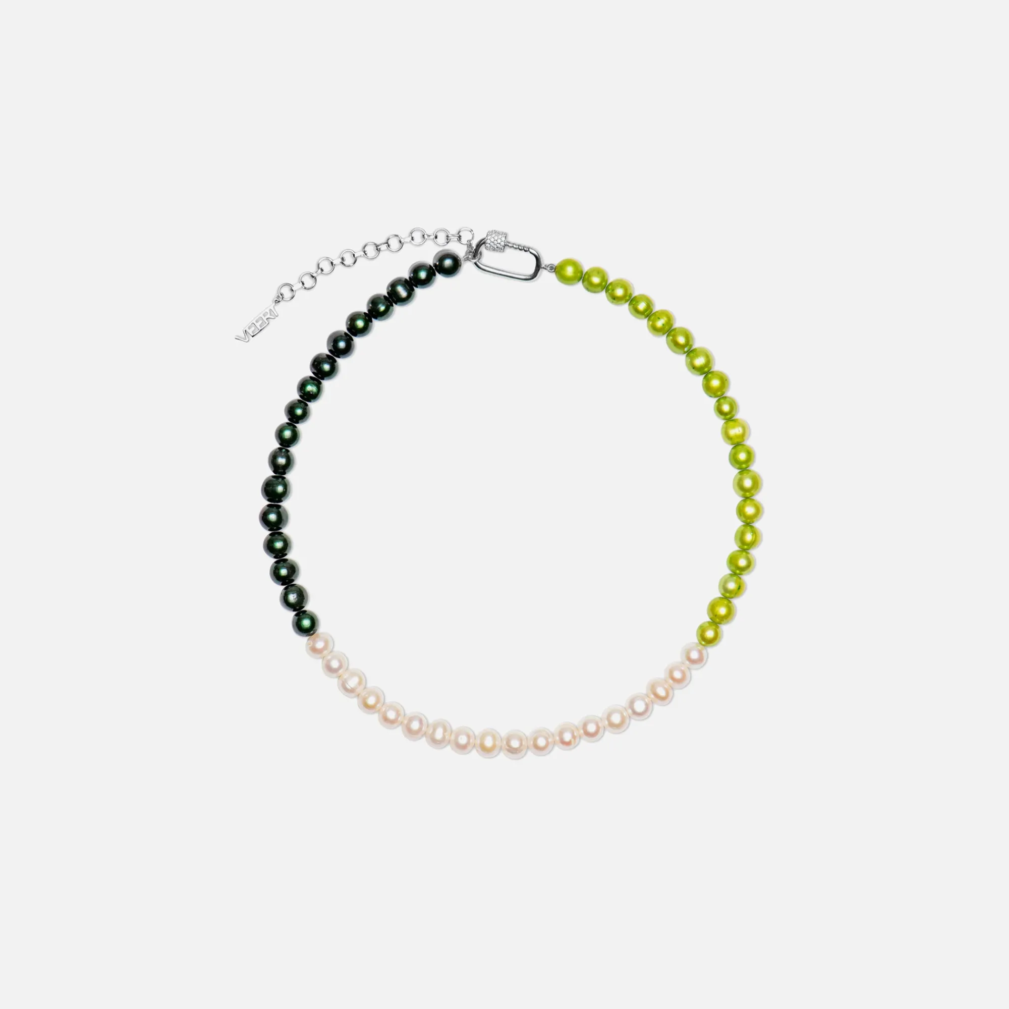 Hot VEERT The Chunk Freshwater Pearl Necklace White Gold / Multi Green