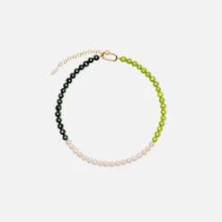 Flash Sale VEERT The Chunk Multi Green Freshwater Pearl Necklace Yellow Gold / Multi Green