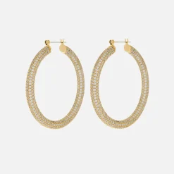 Best Luv AJ The Pave Amalfi Hoop Earrings Gold