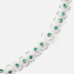 Outlet VEERT The Polka Dot Freshwater Pearl Necklace White Gold / Green