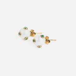 Cheap VEERT The Polka Dot Freshwater Pearl Earring Pair Yellow Gold / Green