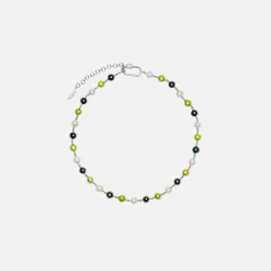 Sale VEERT The Single Freshwater Pearl Necklace White Gold / Multi Green